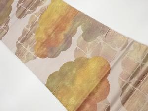 雲に格子模様織出し袋帯